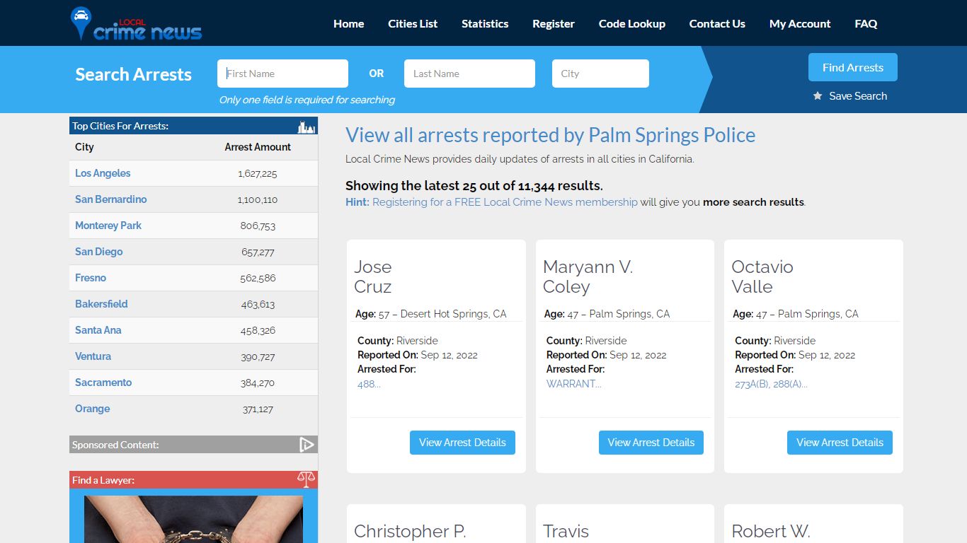 Arrests reported by Palm Springs Police | Local Crime News